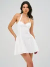 Miss Circle Women Johana White Eyelet Halter Mini Dress In Blue