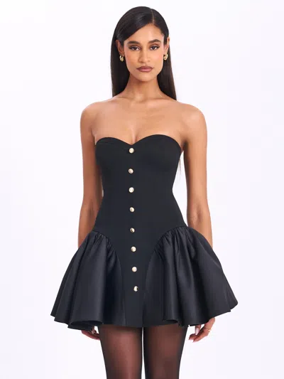 Miss Circle Women Kaden Black Drop Waist Mini Puffy Dress
