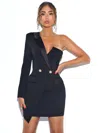 Miss Circle Women Keep One Up Black Crepe Tuxedo Blazer Dress In Black