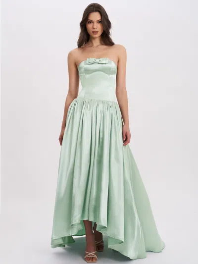Miss Circle Women Lael Mint Green Back Button Trailing Gown