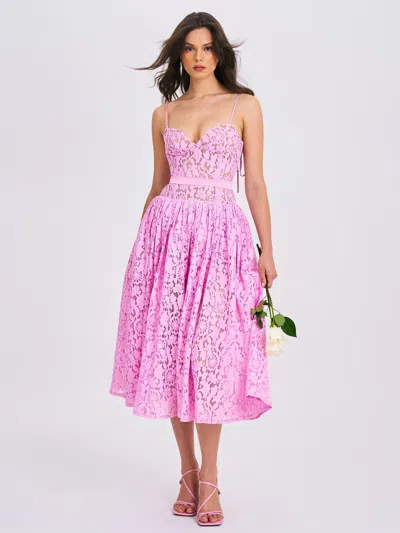 Miss Circle Women Lorena Pink Lace Drop Waist Midi Sundress