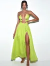 Miss Circle Women Quinby Lemon Chiffon Pleated Lace Up Maxi Dress In Yellow