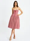 Miss Circle Women Susanna Red Gingham Halter Drop Waist Midi Dress In Multi