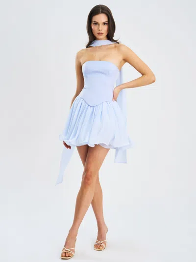 Miss Circle Women Valentina Baby Blue Boned Curve Edge Peplum Mini Dress