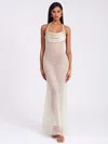 Miss Circle Women Zahya Lime Halter Backless Beaded Mesh Gown In Multi
