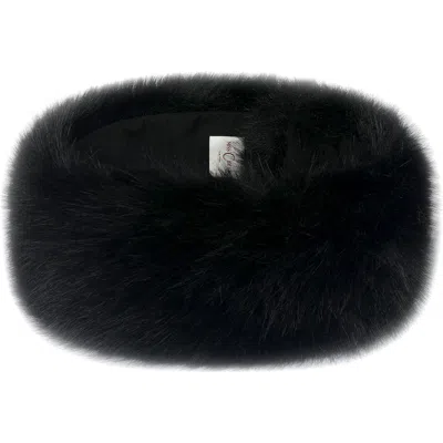Miss Circle Wrap Around Vegan Fur Hat Headband In Black