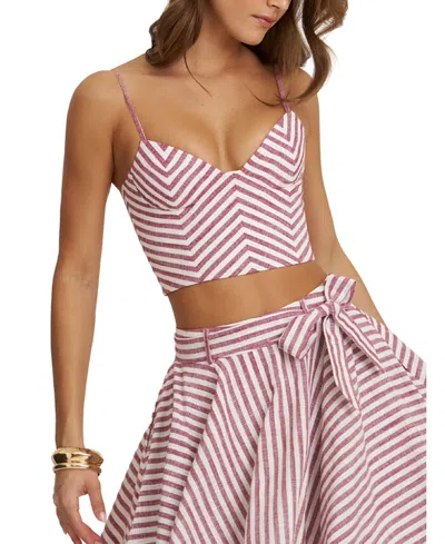 Miss Circle Xola Chevron Striped Linen Cropped Top In Multi