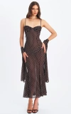 Miss Circle Yadira Polka Dot Chiffon Maxi Dress In Black