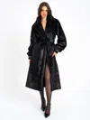 Miss Circle Yahia Black Vegan Long Faux Mink Coat In Black