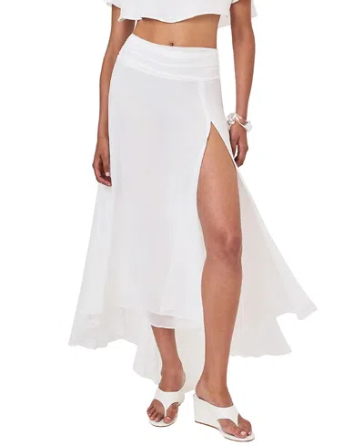 Miss Circle Yanna Chiffon High-low Maxi Skirt In White