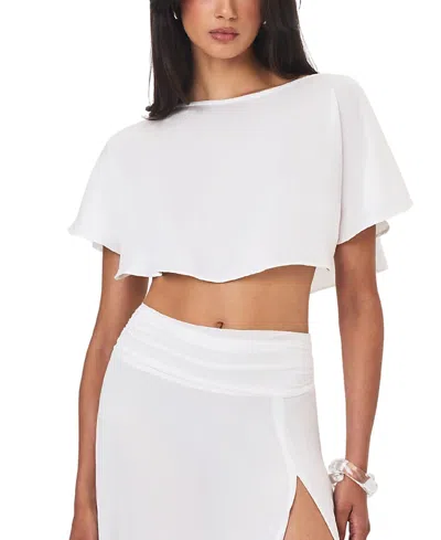 Miss Circle Yarae Satin Boat Neck Cape Top In Multi