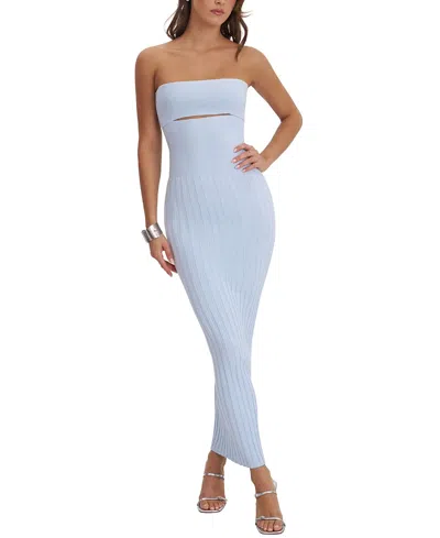 Miss Circle Yasmine Bamboo Knit Cutout Maxi Dress In Blue