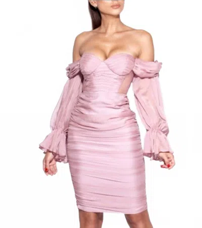 Miss Circle Zayda Off Shoulder Dress In Blush In Pink