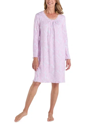 Miss Elaine Missi Elaine Women's Soft Paisley-print Nightgown In Pink Animal Paisley