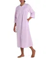 Miss Elaine Women's 3/4-sleeve Zip-front Seersucker Robe In Lilac,white Check