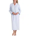 Miss Elaine Petite Embroidered Waffle-knit Nightgown In Light Blue