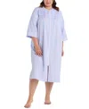 Miss Elaine Plus Size 3/4-sleeve Zip-front Seersucker Robe