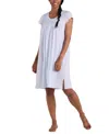 Miss Elaine Plus Size Diamond-yoke Lace-trim Nightgown In Blue