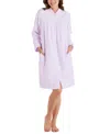 Miss Elaine Plus Size Embroidered Fleece Short Robe In Lilac