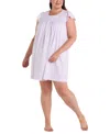 Miss Elaine Plus Size Embroidered Short-sleeve Nightgown In Purple