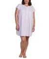 MISS ELAINE PLUS SIZE SHORT-SLEEVE EMBROIDERED NIGHTGOWN