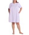 Miss Elaine Plus Size Short-sleeve Seersucker Robe In Lilac,white Check