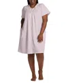 Miss Elaine Plus Size Snap-front Short Seersucker Robe In Pink