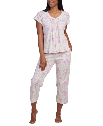 Miss Elaine Women's 2-pc. Cropped Floral Pajamas Set In Pink Floral