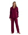 Miss Elaine Women's 2-piece Notch Collar Top And Pull-on Pants Pajama Set In Purple