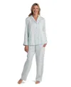 Miss Elaine Women's 2-piece Notch Collar Top And Pull-on Pants Pajama Set In Green