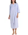 Miss Elaine Women's 3/4-sleeve Zip-front Seersucker Robe