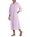 Miss Elaine Women's 3/4-sleeve Zip-front Seersucker Robe In Lilac,white Check