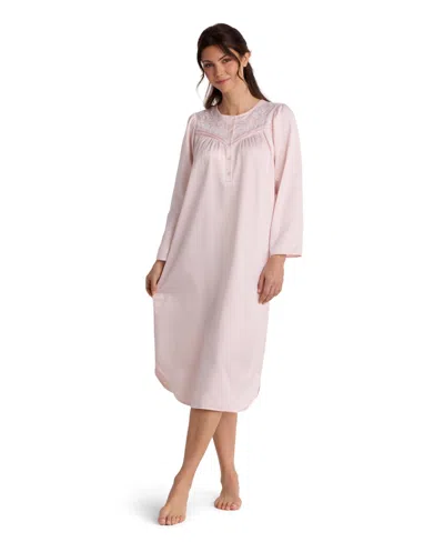Miss Elaine Women's Brushed Back Satin Long-sleeve Gown In Pink