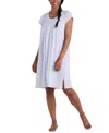 Miss Elaine Plus Size Diamond-yoke Lace-trim Nightgown In Blue