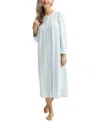 Miss Elaine Petite Embroidered Honeycomb Knit Nightgown In Light Blue
