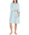 Miss Elaine Plus Size Embroidered Waffle-knit Grip Robe In Mint