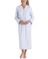 Miss Elaine Women's Embroidered Waffle-knit Nightgown In Light Blue