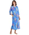 Miss Elaine Women's Long-sleeve Printed Long Zip Robe In Multi Trop Palm Floral