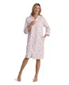 Miss Elaine Women's Long Sleeve Printed Zip Robe In Pink