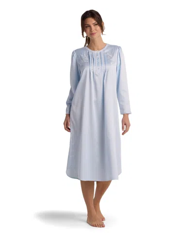Miss Elaine Women's Long Sleeve Sleepwear Gown In Blue