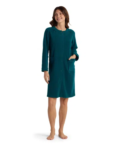 Miss Elaine Women's Long-sleeve Solid Short Grip Robe In Green
