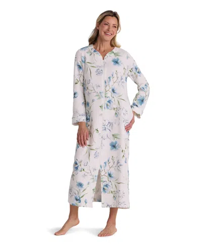 Miss Elaine Women's Long-sleeve Printed Long Zip Robe In Multi