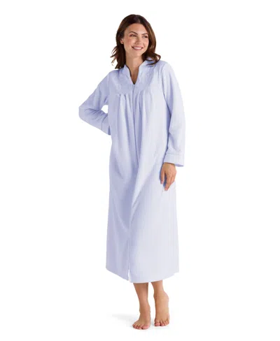 Miss Elaine Women's Plus Size Zipper Short Robe In Blue