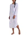 Miss Elaine Women's Printed Brushed Long Nightgown In Blue,pink Floral Spray