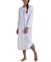 Miss Elaine Women's Printed Brushed Long Nightgown In Blue,pink Floral Spray