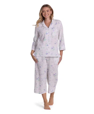 Miss Elaine Women's Printed Long-sleeve Top & Pajama Pants, 2-piece Set