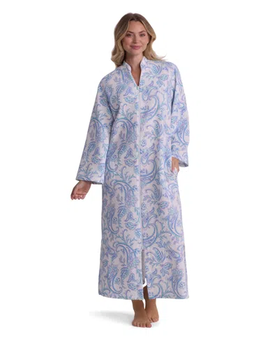 Miss Elaine Women's Printed Zipper Long Sleepwear Robe