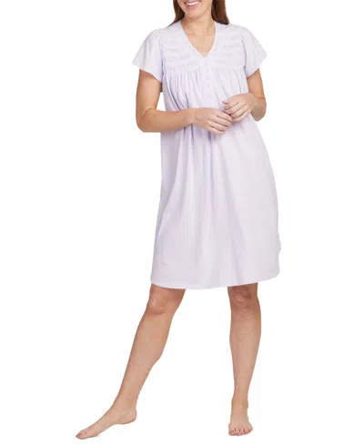 Miss Elaine Women's Ruched Short-sleeve Nightgown In Lilac