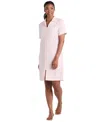 Miss Elaine Women's Short-sleeve Solid Short Zip Robe In Peach
