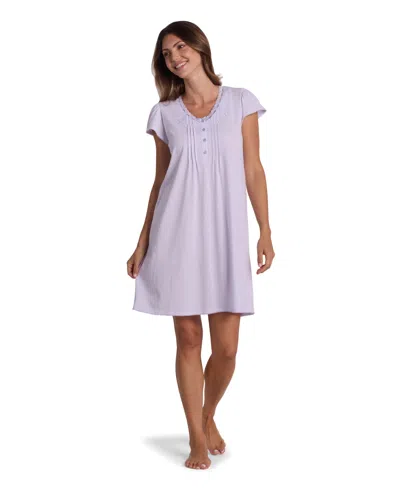Miss Elaine Women's Short-sleeve Solid Sleepwear Nightgown In Purple